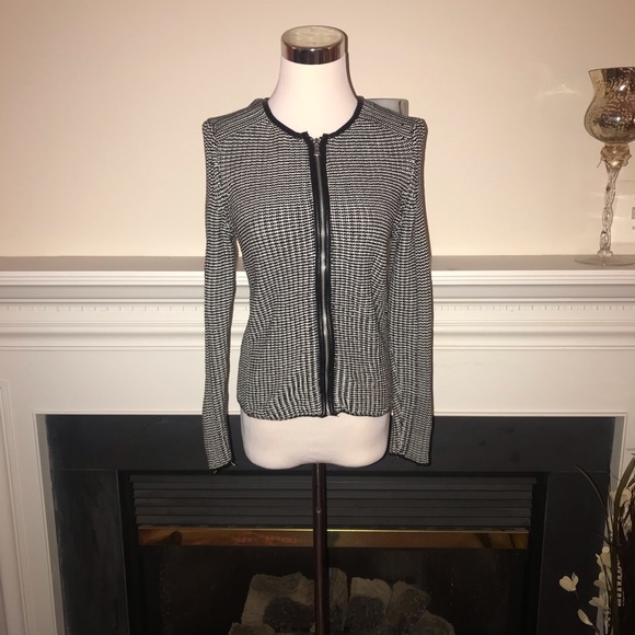 H&M Jackets & Coats Hm Knit Herringbone Zipfront Jacket Poshmark
